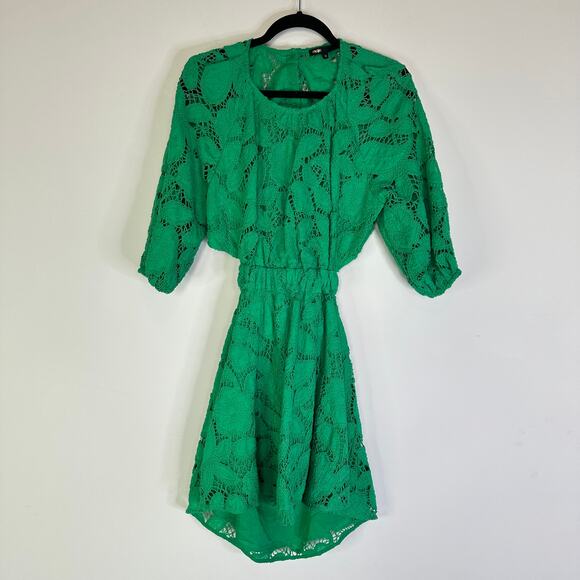Maje Embroidered cotton mini dress in Green size FR 36/ US Small - Picture 4 of 13